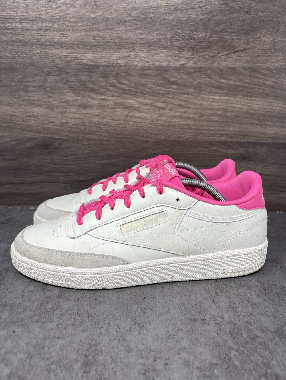Reebok Club C 85 Sneakers Womens Size 11 White Pink Low Top Trainer 1Y3501